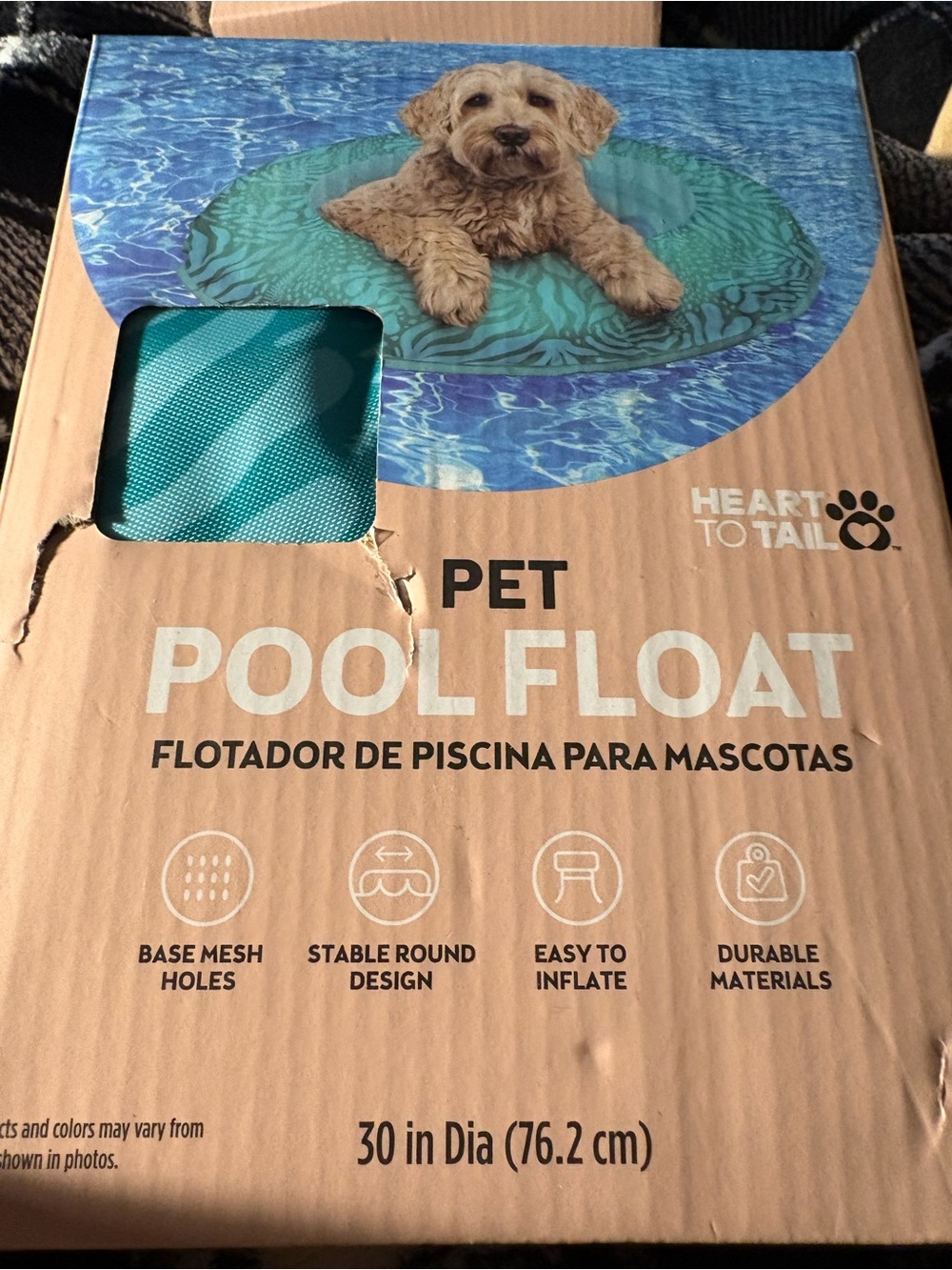 New float safety mesh holes  for dogs Teal Pet Pool Float & matching sun hat